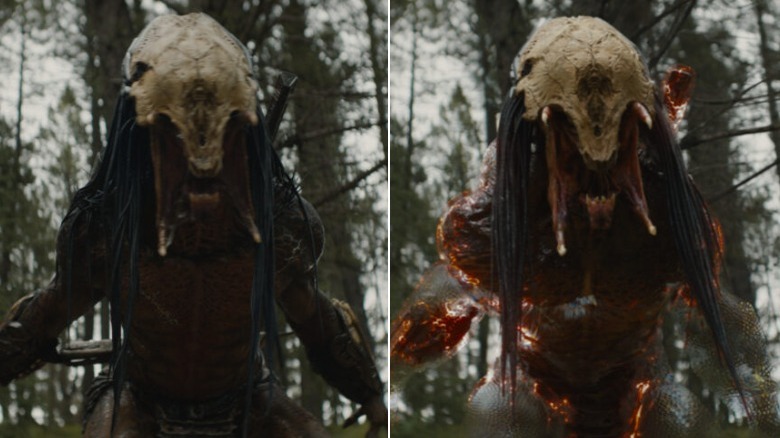 Predator suit before and after CGI manipulation