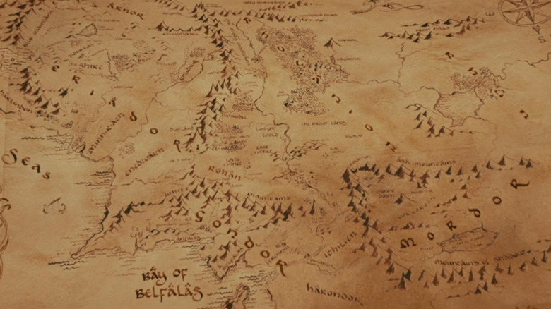 A map of Middle-earth in The Lord of the Rings: The Fellowship of the Ring