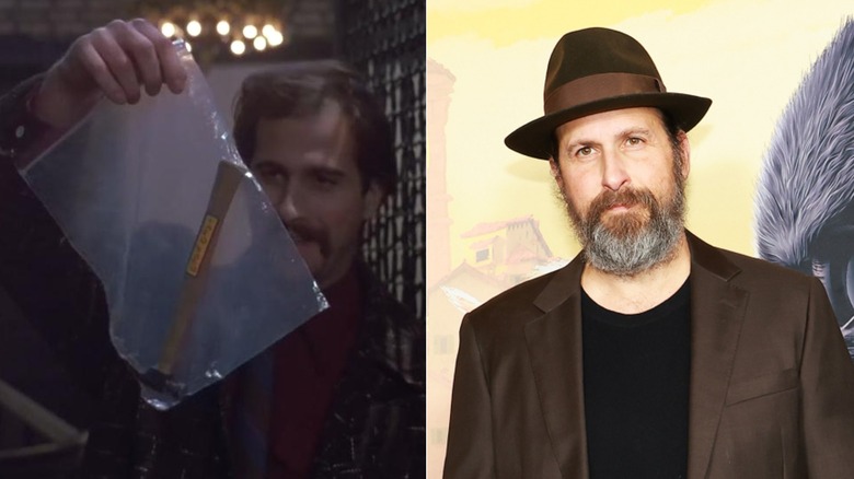 Split image of Jack holding up toy hammer in bag and Tommy Swerdlow at a red carpet event