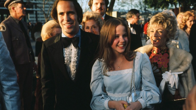 Linda Blair arriving at the Oscars blue dress