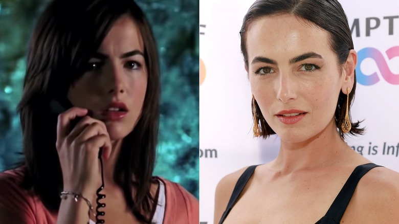 A split image of Camilla Belle in When A Stranger Calls and recently