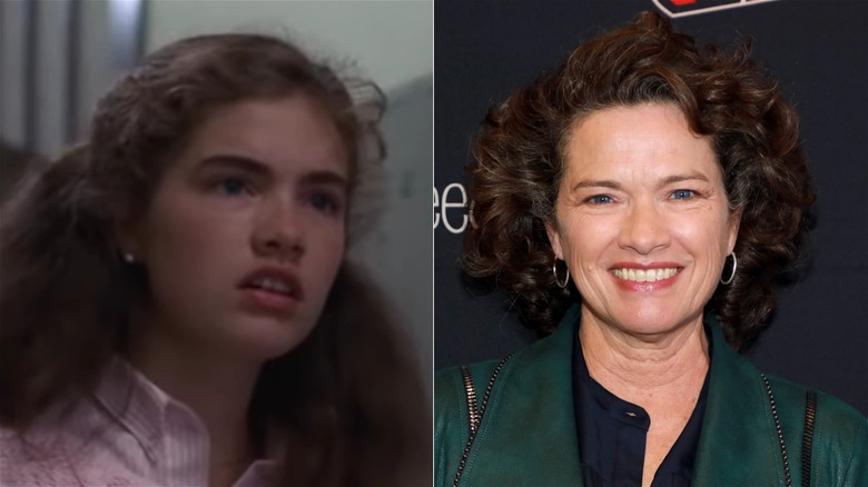 A split image of Heather Langenkamp in ANOES and recently