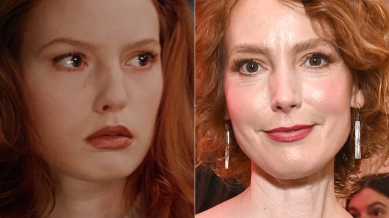 A split image of Alicia Witt in Urban Legend and recently