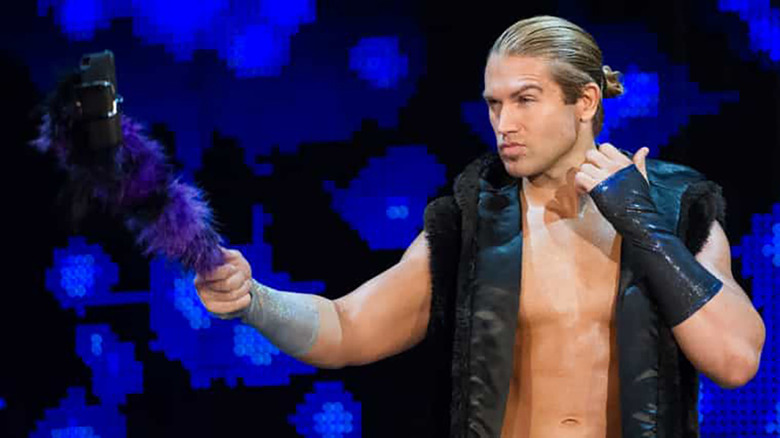 Tyler Breeze posing for the selfie stick in WWE