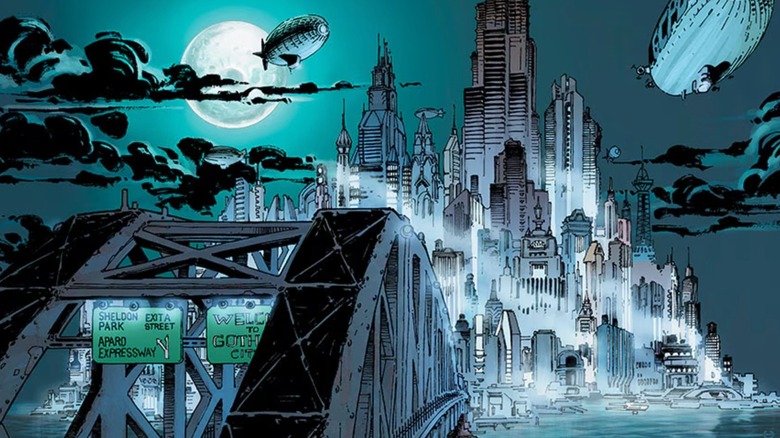 Gotham City skyline in Batman comics