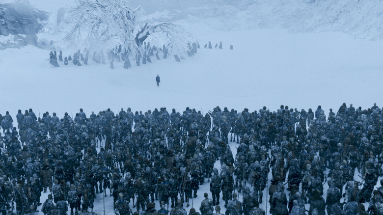 Army of White Walkers in the far North on Game of Thrones