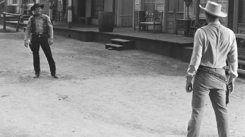 U.S. Marshal Matt Dillon getting ready for a duel on "Gunsmoke"