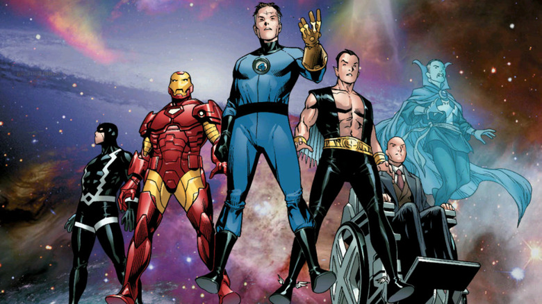 The Illuminati of the Marvel Universe with the Infinity Gauntlet