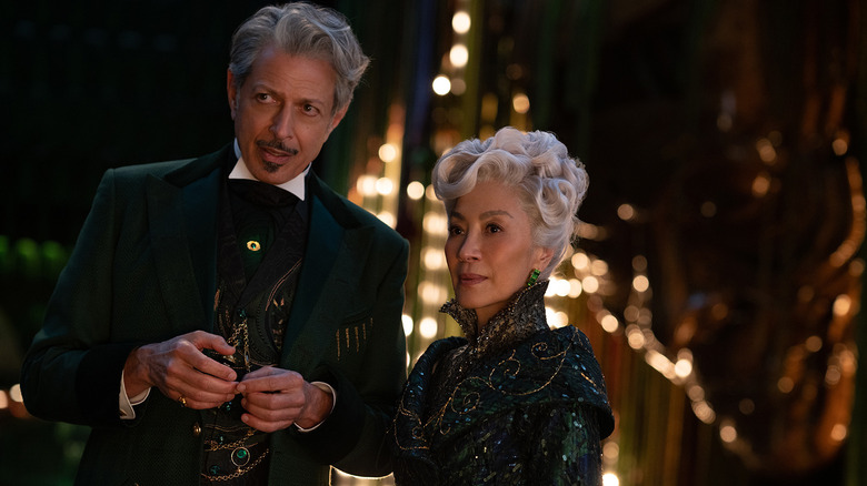 The Wizard and Madam Morrible looking surprised in Wicked: Part One