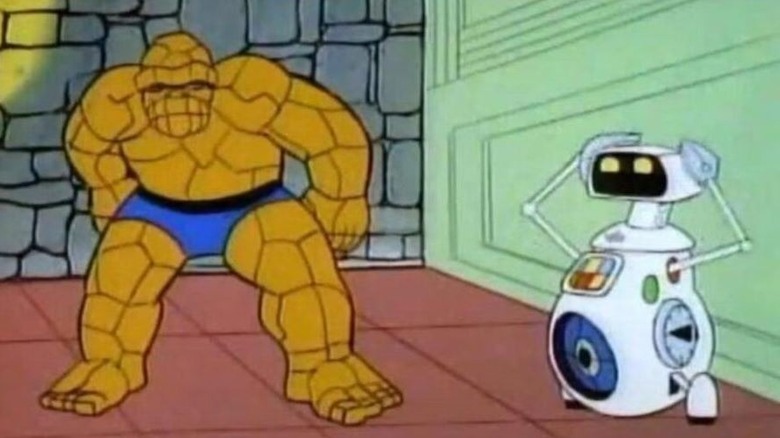 Herbie de Frank Welker olhando para Ben Grimm, de Ted Cassidy, no novo Quarteto Fantástico