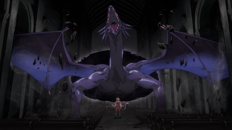 Maria Renard summoning a black dragon in Castlevania: Nocturne