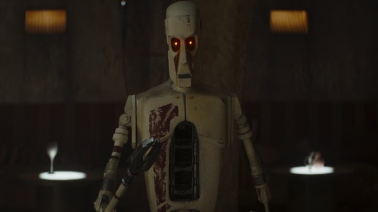 Scuffed white droid red eyes