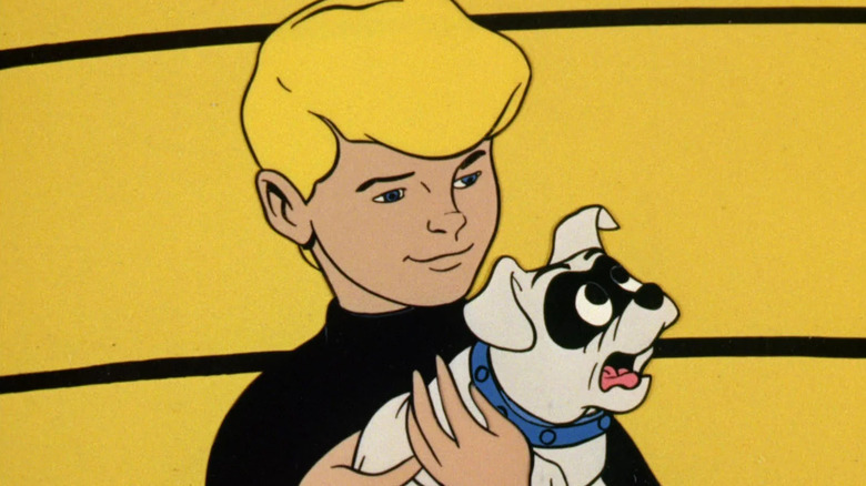 Jonny Quest holding a panicked Bandit