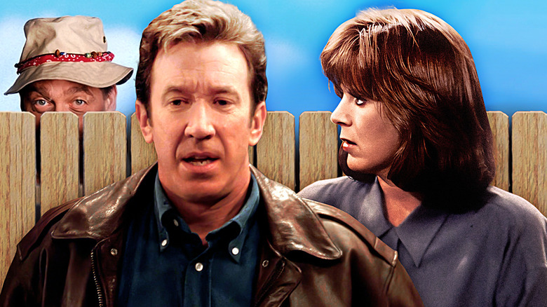 Wilson standing behind a fence behind Tim and Jill in Home Improvement