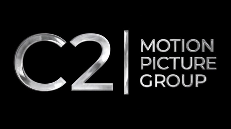 Silver letters on a black background saying C2 Motion Picture Group