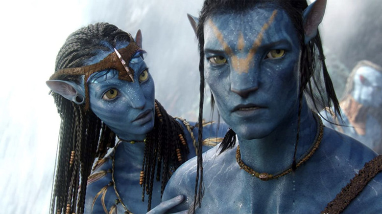 Zoe Saldaña and Sam Worthington in Avatar