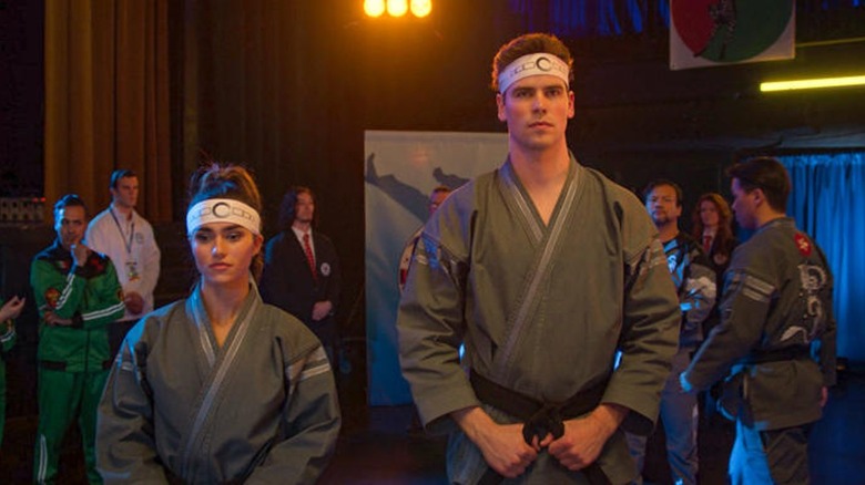 Axel and Zara representing Iron Dragons in Cobra Kai