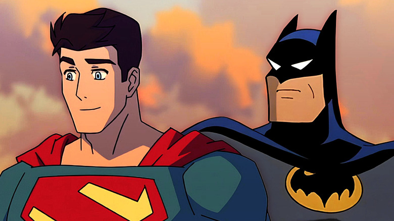 Superman's contrasting heads of my adventures with Superman and Batman from Batman: the animated series