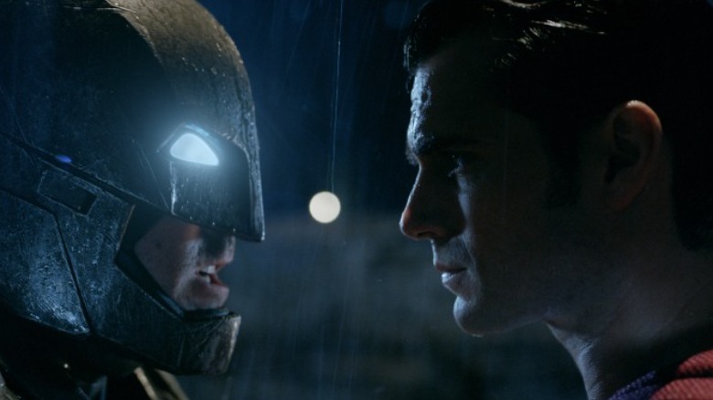 Metal helmet Batman face-off Superman