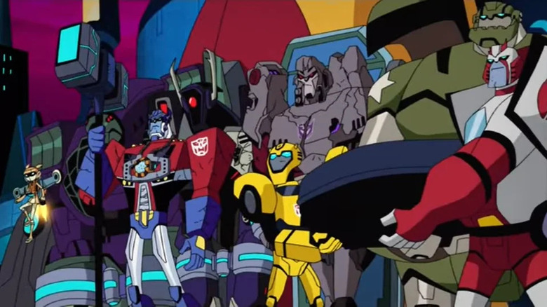 Transformers Animated Endgame Autobots vitoriosos Decepticons derrotaram Optimus Prime Bumblebee Megatron