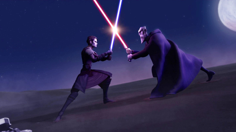 Anakin battles Dooku in Star Wars: The Clone Wars