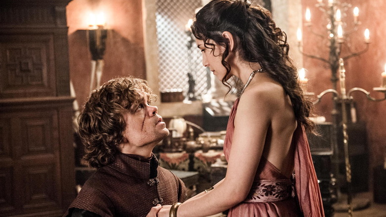 Tyrion and Shae embracing on Game of Thrones