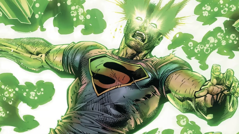 Superman in pain from Kryptonite energy exposure