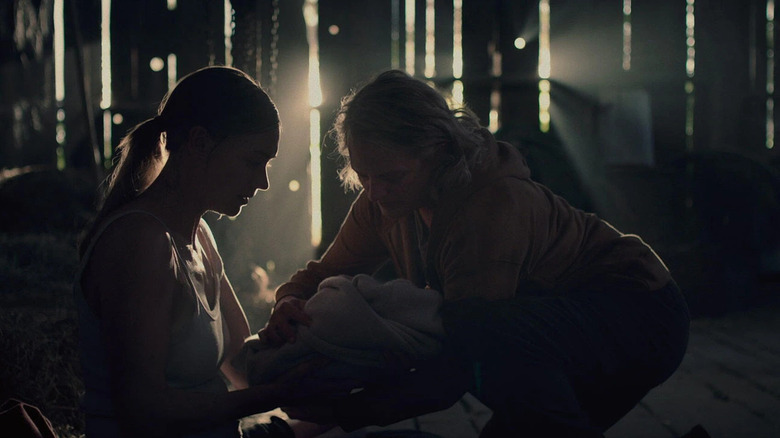 Elisabeth Moss and Yvonne Strahovski in The Handmaid's Tale