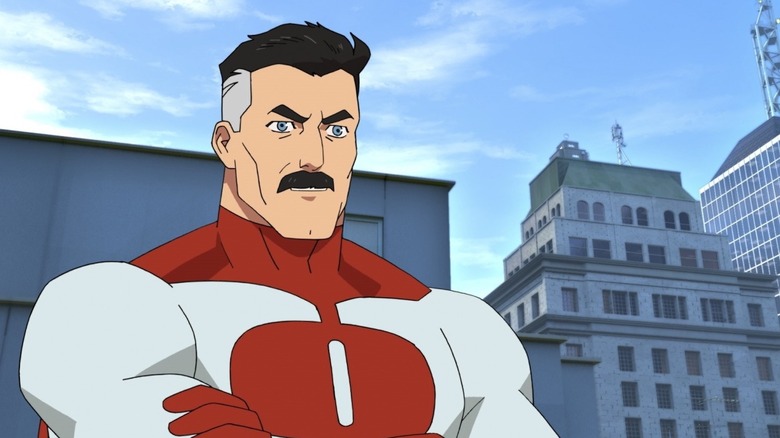 Omni-Man, as voiced by J.K. Simmons, sports a distinguished mustache in Invincible