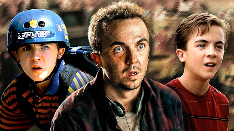 A collage of Frankie Muniz as Cody in Agent Cody Banks, Jonathan in The Black String, and Malcolm in Malcolm in the Middle