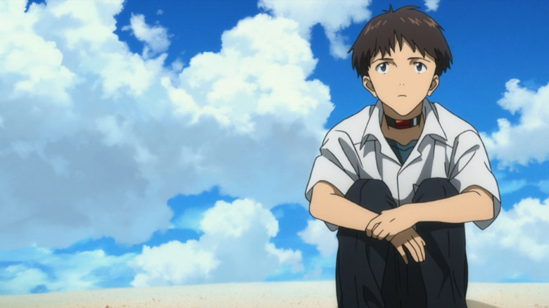 Evangelion 3.0 + 1.0 Shinji sitting on beach