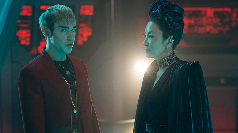 Sven Ruygrok's Fuzz standing next to Michelle Yeoh as Philippa Georgiou in Star Trek: Section 31