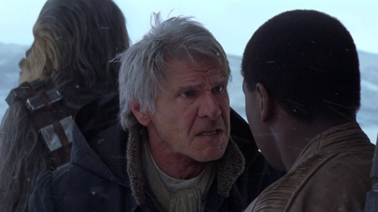 Harrison Ford and John Boyega in Star Wars: The Force Awakens