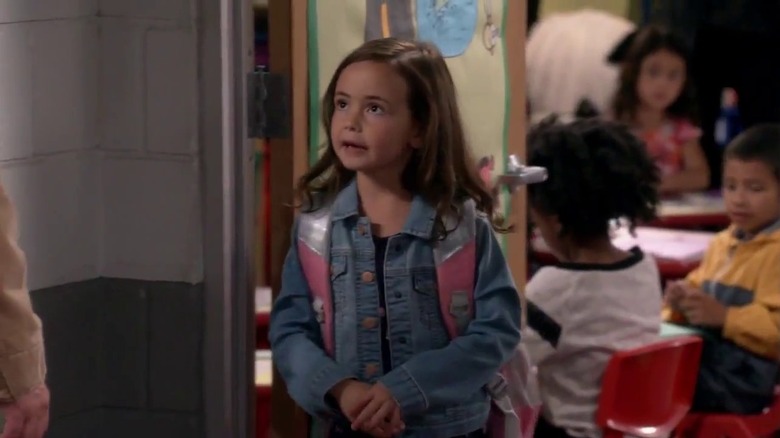 Hala Finley's Emme wearing a backpack on Man with a Plan