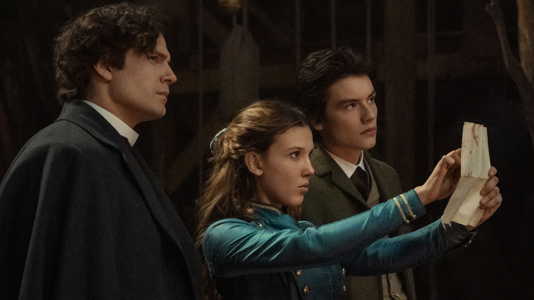 Millie Bobby Brown and Henry Cavill in Enola Holmes 2