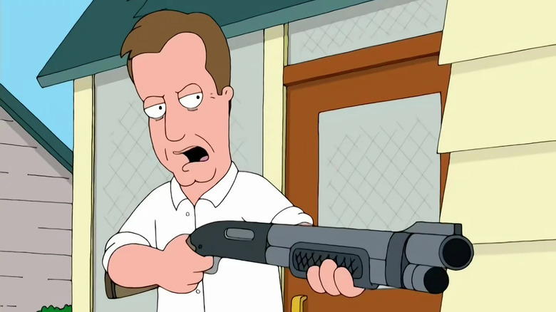 Family Guy, James Woods segurando uma espingarda