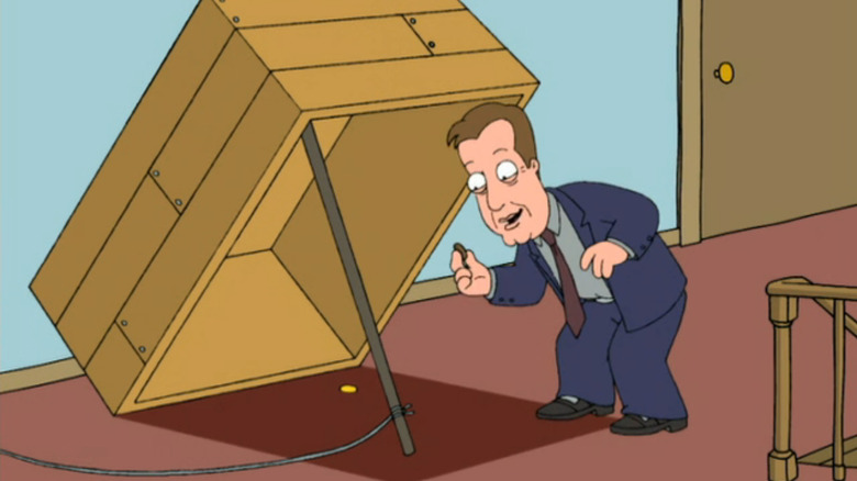 Family Guy, James Wood about to get trapped under a box