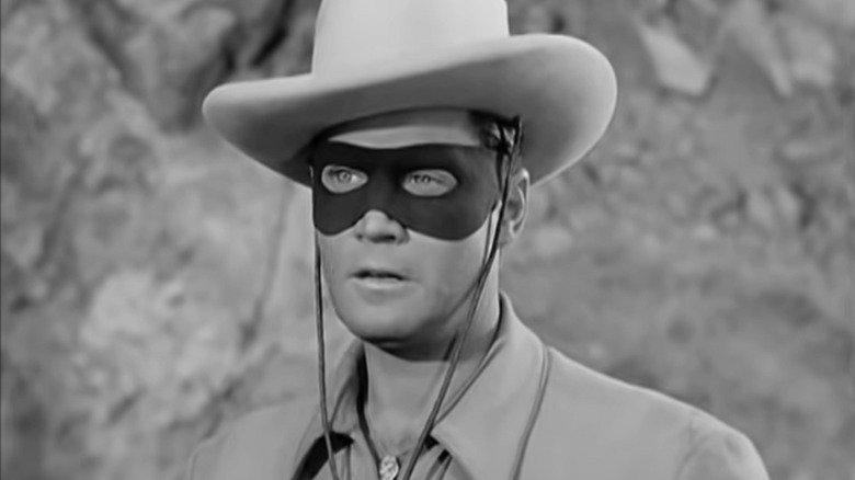 O Lone Ranger em uma máscara, da versão de 1949 do The Lone Ranger.