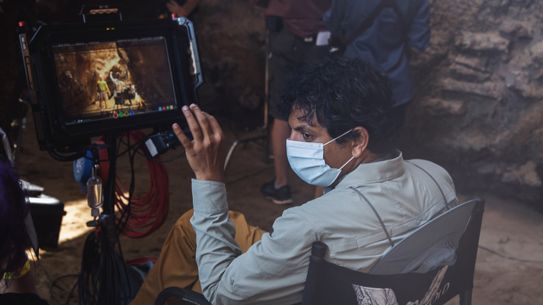 Shyamalan on the set of "Old"