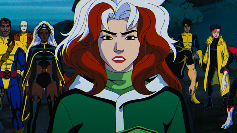 Rogue standing in front of the assembled X-Men in X-Men '97