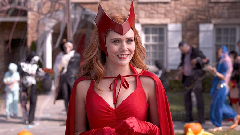 Wanda in a Scarlet Witch Halloween costume in WandaVision