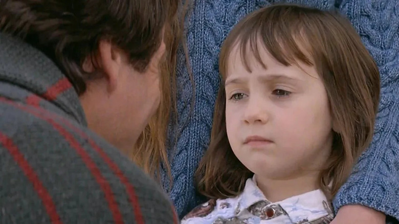 Mara Wilson as Natalie Hillard in Mrs. Doubtfire, looking sullen