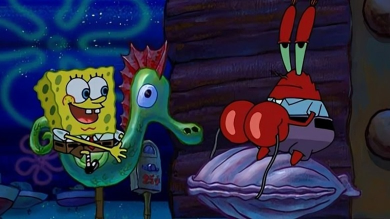 Krabs not enjoying the rides for children in Mid-Life Crustacean