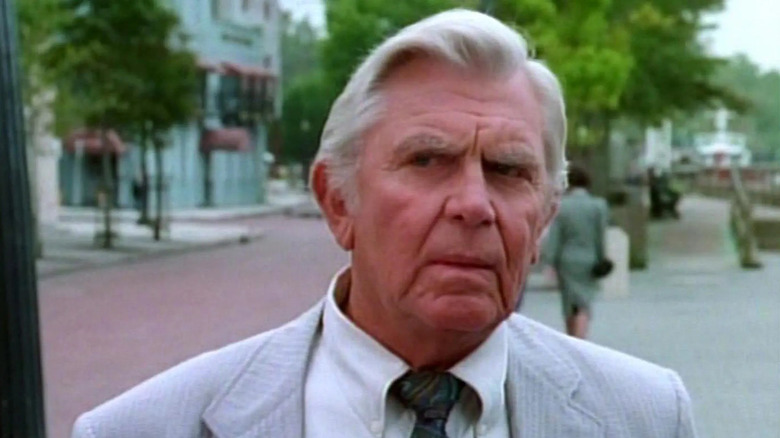 Andy Griffith as Ben Matlock looking unconvinced in Matlock