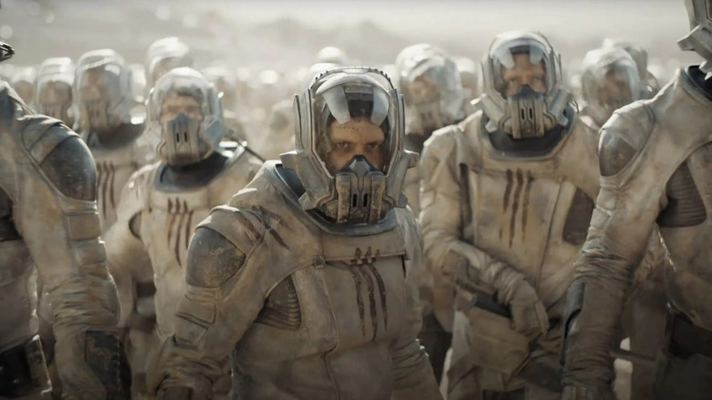 A group of warriors in spacesuits in Dune: Part Two