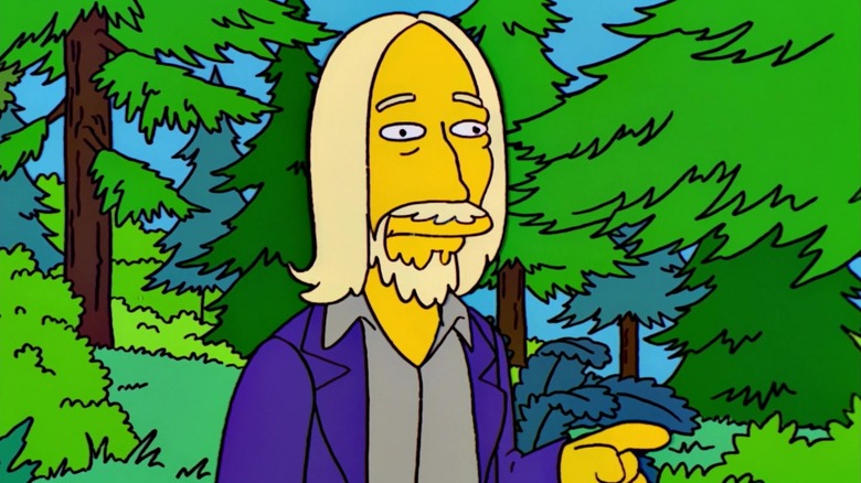 Tom Petty in the woods, animated on The Simpsons