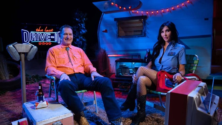 Joe Bob Briggs and Darcy the Mail Girl on The Last Drive-In