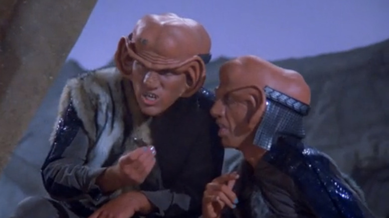 Armin Shimerman as Letek and Jake Dengel as Mordoc in Star Trek: The Next Generation