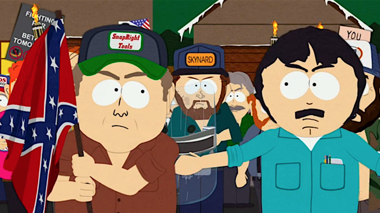 Alt-right protestors and Randy Marsh in South Park