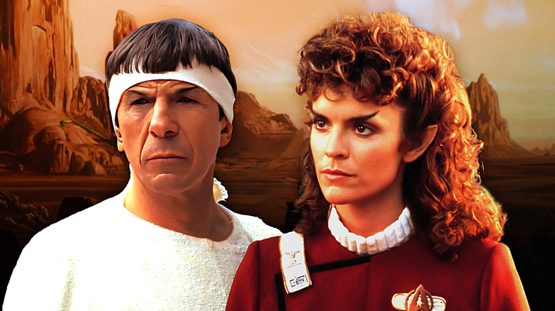 Leonard Nimoy as Spack and Kirsty Alej as Saavik in Star Trek